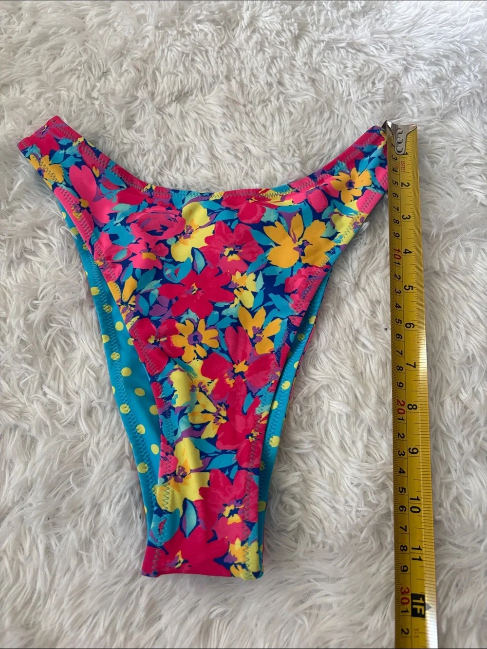 NWT Wild Fable Floral Polka Dot Reversible Ultra High Leg Swim Bottoms XXS